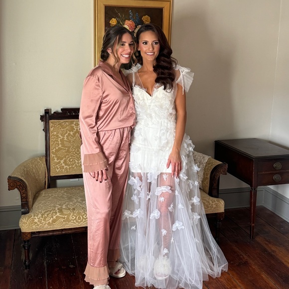 ❌SOLD❌Custom Bridal Robe & Slip Dress Ivory - Picture 3 of 8